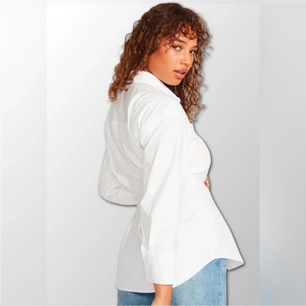 Steve Madden Nadia White Button Down Shirt - Picture 2 of 16